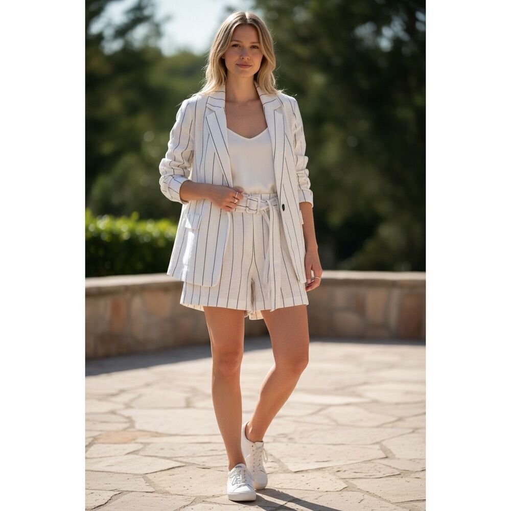 Abercrombie and Fitch double lined linen shorts and blazer summer suit Set XS